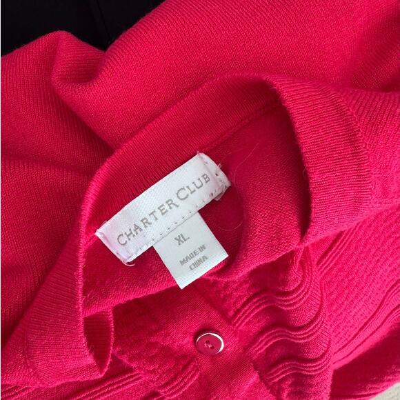 Charter Club Womens XL Button Front Cardigan Sweater Rayon Nylon Blend Pink - Picture 3 of 9